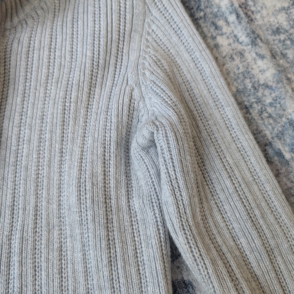 EUC L.O.G.G. Label Of Graded Goods H&M Gray Button Front Tie Waist Sweater Sz M - Picture 7 of 11